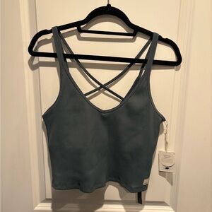 Vuori ribbed strappy tank top in muted teal